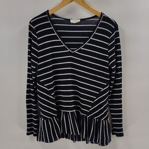 Spring Haze Los Angeles Top Size Medium Navy White Stripe Textured